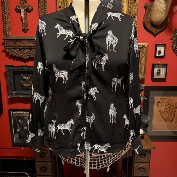 Unique Vintage Tops - Unique Vintage Plus 1940s Zebra Print Blouse 4X NWT